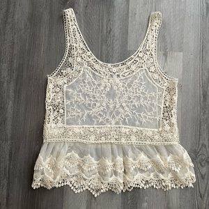 Express flowy lace tank top
